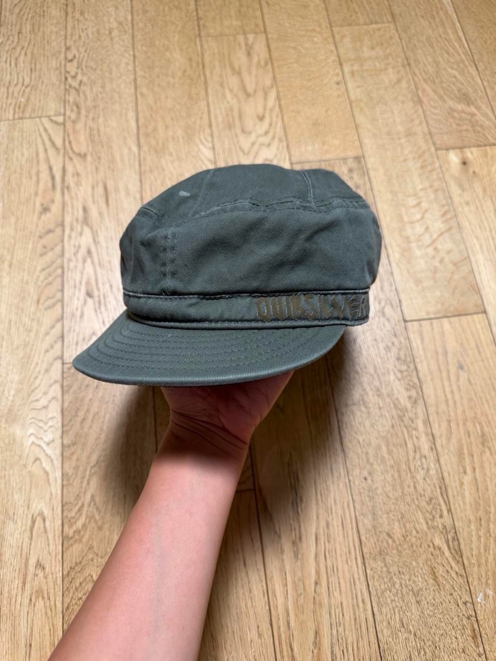 Y2K Skater Reversible Quiksilver Green Khaki Military Cadet Hat